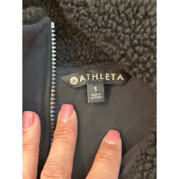 Athleta Women's Black Contrast Sherpa Full Zip Fleece Lined Jacket Size S - Picture 5 of 8